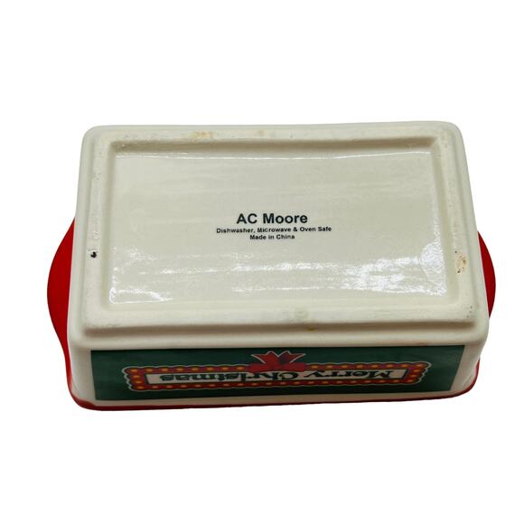 AC Moore Merry Christmas Small Ceramic Casserole Baker Nostalgic Holiday Kitchen - Picture 8 of 12